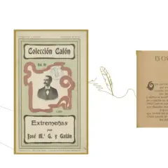 Portadas de libros de escritores extremeños: "Colección Calón" con retrato y "El Cristu Benditu" con poesía.