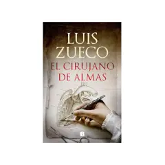 Portada del libro "El cirujano de almas" de Luis Zueco. Una mano con puño de encaje dibuja un corazón anatómico con un bisturí.