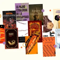 Colección de portadas de **mejores novelas ciencia ficcion**: Dune, 1984, Neuromante, La mano izquierda de la oscuridad, El fin de la eternidad, entre otras.
