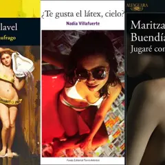 Tres portadas de libros: una mujer con cinta de "prohibido pasar", otra con gafas de sol y bikini, y la espalda de una mujer con trenza. Sugieren lecturas eróticas.