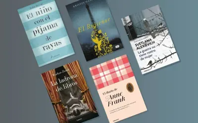Cinco novelas sobre la Segunda Guerra Mundial: "El niño con el pijama de rayas", "La ladrona de libros", "El diario de Anne Frank", "La guerra no tiene rostro de mujer" y "El Ruiseñor".