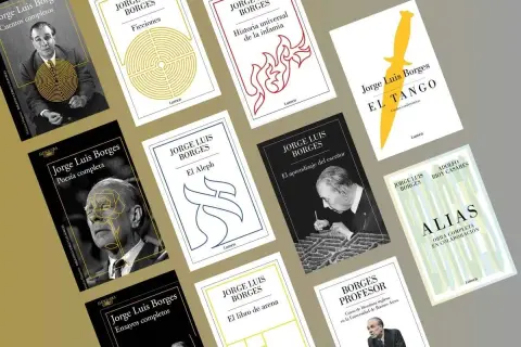 Colección de libros de Jorge Luis Borges, uno de los más grandes escritores españoles, con títulos como "Ficciones", "El Aleph" y "El libro de arena".