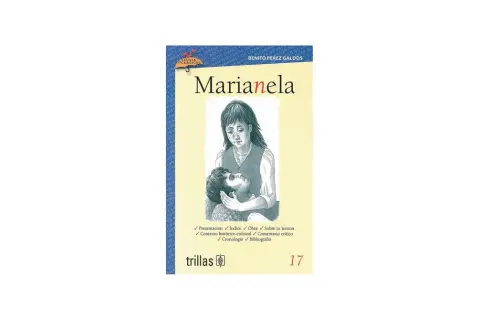 Portada de libro "Marianela" de Benito Pérez Galdós con ilustración de dos niños.