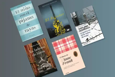 Cinco novelas sobre la Segunda Guerra Mundial: "El niño con el pijama de rayas", "La ladrona de libros", "El diario de Anne Frank", "La guerra no tiene rostro de mujer" y "El Ruiseñor".