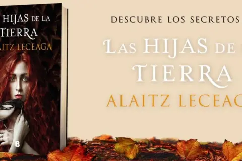 Portada del libro "Las Hijas de la Tierra" de Alaitz Leceaga, con una mujer de cabello rojo y un pájaro. Descubre los secretos de esta saga.