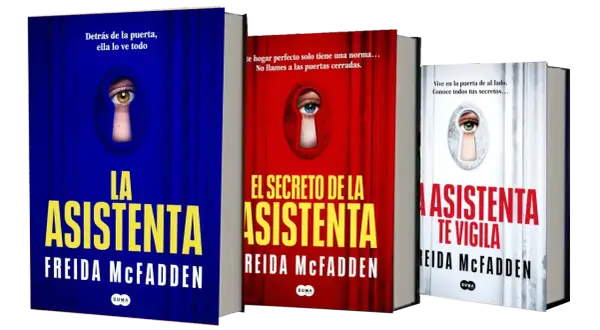 Tres libros de Freida McFadden: "La Asistenta", "El Secreto de la Asistenta" y "La Asistenta te Vigila".