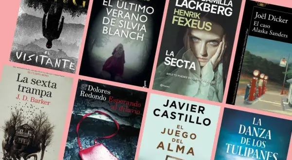 Selección de libros recomendados thriller: "El visitante", "La secta", "La sexta trampa", "Esperando al diluvio", "El juego del alma", "La danza de los tulipanes" y más.