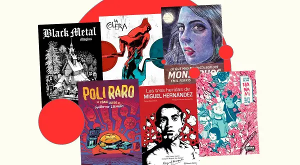 Selección de las mejores novelas gráficas de la historia: "Black Metal", "La Cólera", "Poli Raro", "Las tres heridas de Miguel Hernández" y "Hanami".