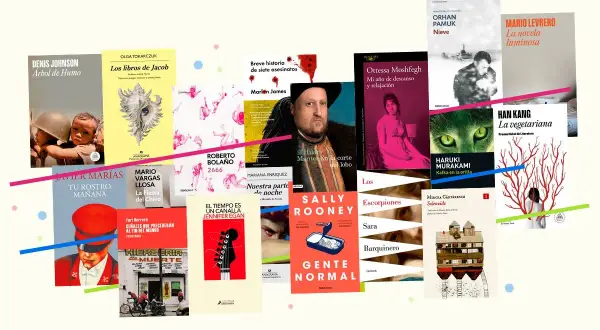 Montaje de portadas de libros que representan las mejores novelas del siglo XXI, con títulos como "El árbol de humo" y "La vegetariana".