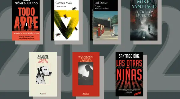 Selección de libros policiales recomendados: "Todo arde", "Las madres", "El caso Alaska Sanders", "Entre los muertos", "La gran serpiente", "Riccardino" y "Las otras niñas".