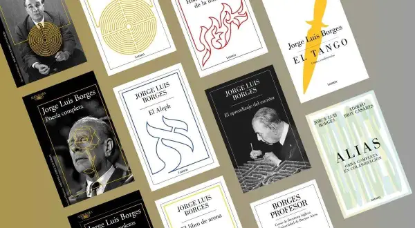 Colección de libros de Jorge Luis Borges, uno de los más grandes escritores españoles, con títulos como "Ficciones", "El Aleph" y "El libro de arena".