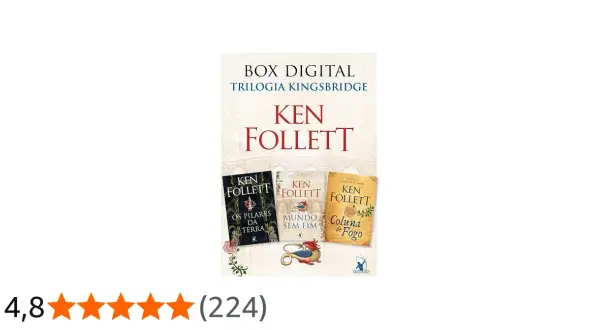 Caja digital de la trilogía Kingsbridge de Ken Follett, incluyendo "Los pilares de la tierra" y su saga en orden.
