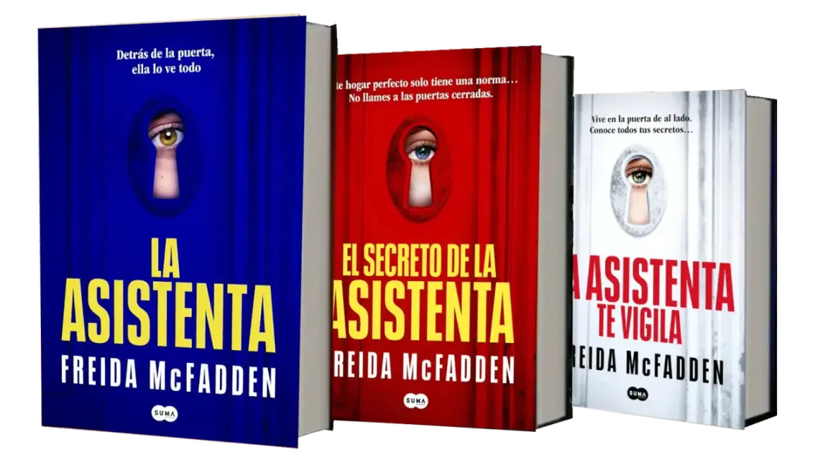 Tres libros de Freida McFadden: "La Asistenta", "El Secreto de la Asistenta" y "La Asistenta te Vigila".