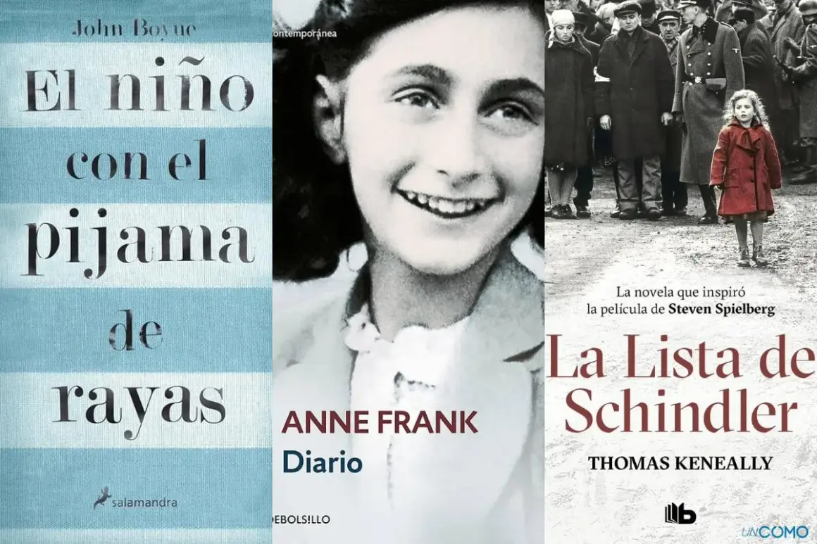 Portadas de libros: "El niño con el pijama de rayas", "Diario de Anne Frank" y "La Lista de Schindler", novelas de la Segunda Guerra Mundial basadas en hechos reales.