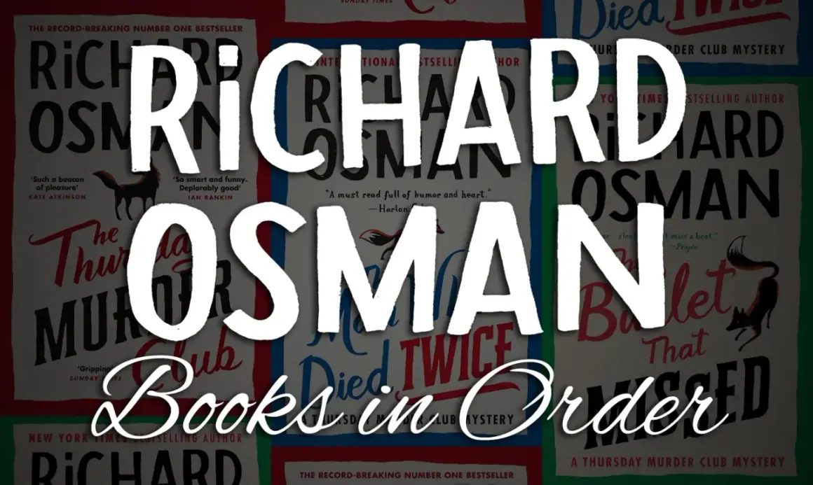 Richard Osman libros orden de lectura. Portadas de sus novelas de misterio, incluyendo "El club del crimen de los jueves".