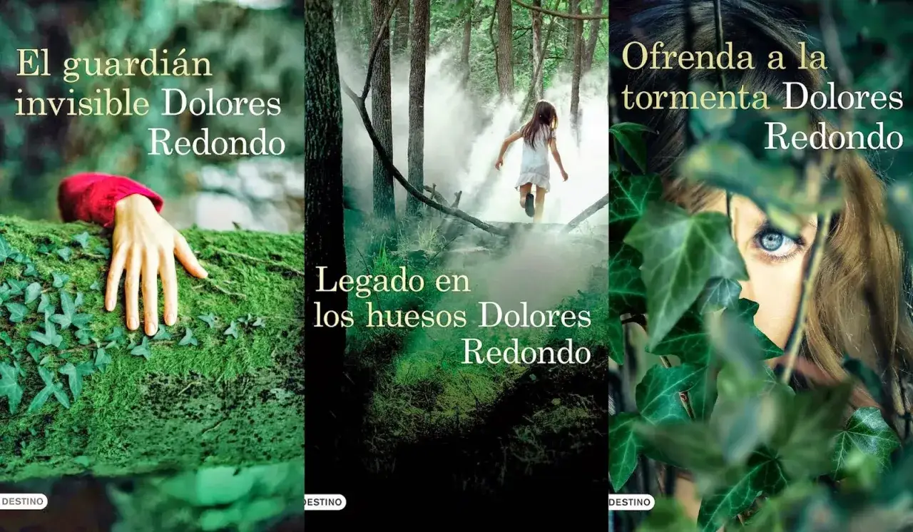 Trilogía de Dolores Redondo: El guardián invisible, Legado en los huesos y Ofrenda a la tormenta. Misterio y suspense en la naturaleza.