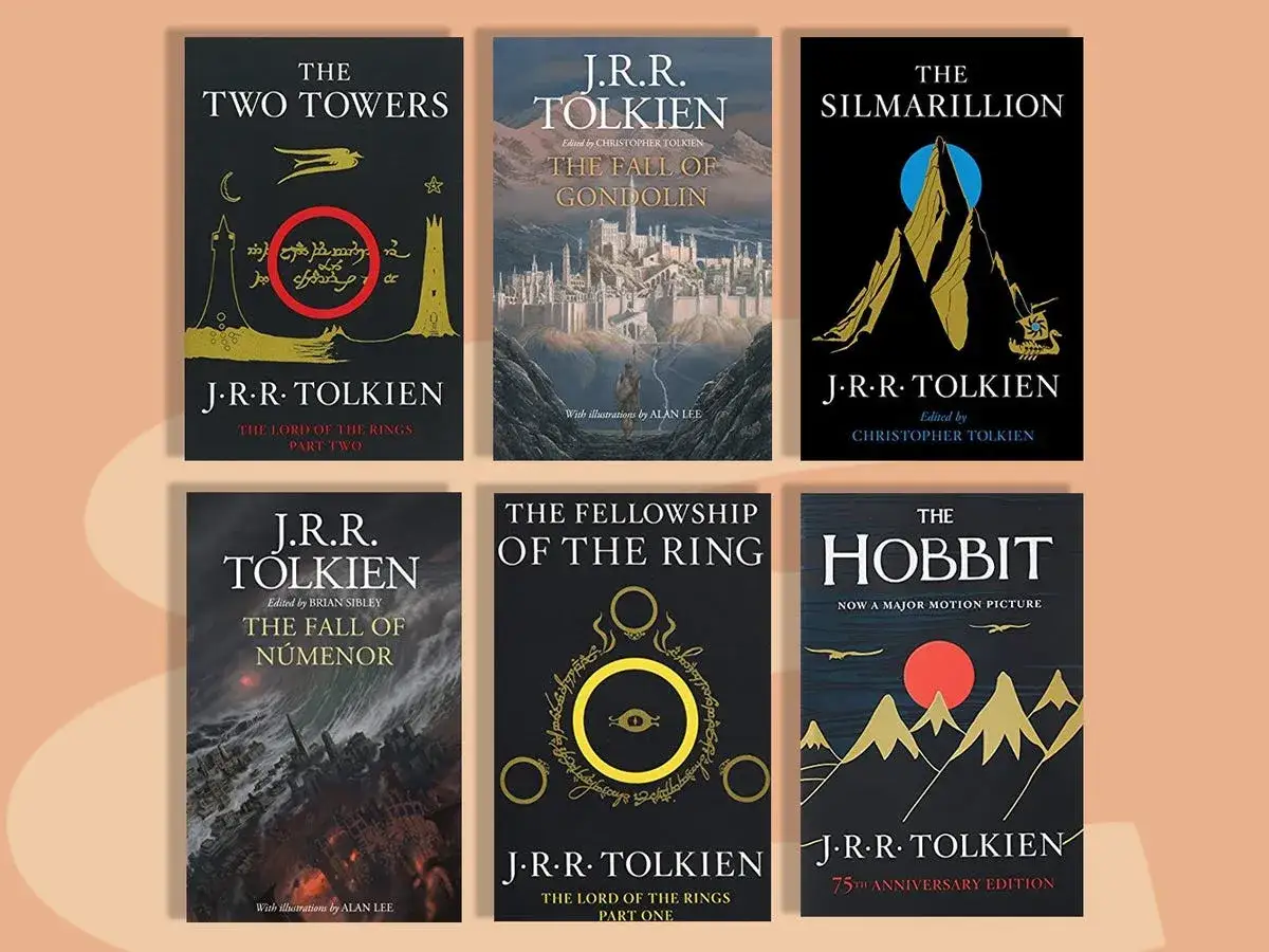 Seis libros de J.R.R. Tolkien, incluyendo 