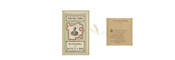 Portadas de libros de escritores extremeños: "Colección Calón" con retrato y "El Cristu Benditu" con poesía.