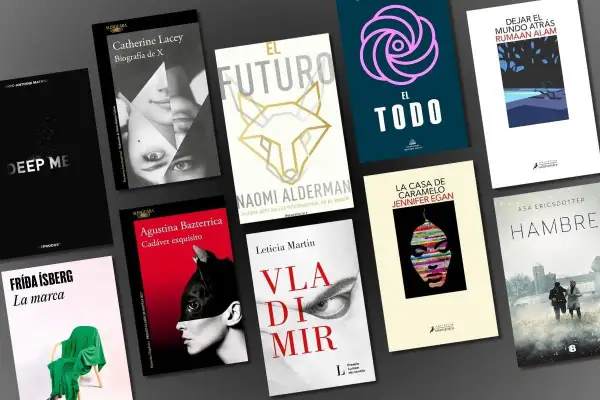 Colección de libros de **literatura distópica** y suspense, con portadas impactantes que invitan a mundos sombríos y reflexiones profundas.