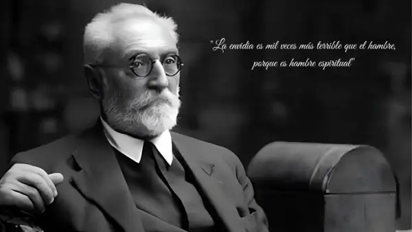 Retrato de Miguel de Unamuno, con su cita sobre la envidia. Curiosidades de Miguel de Unamuno.