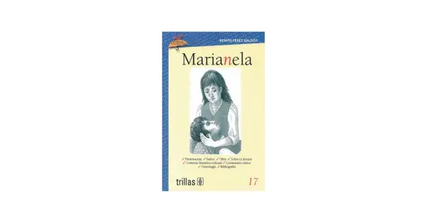 Portada de libro "Marianela" de Benito Pérez Galdós con ilustración de dos niños.